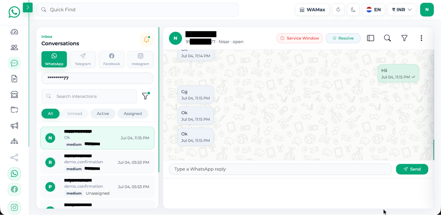 Shared Omnichannel Inbox screen