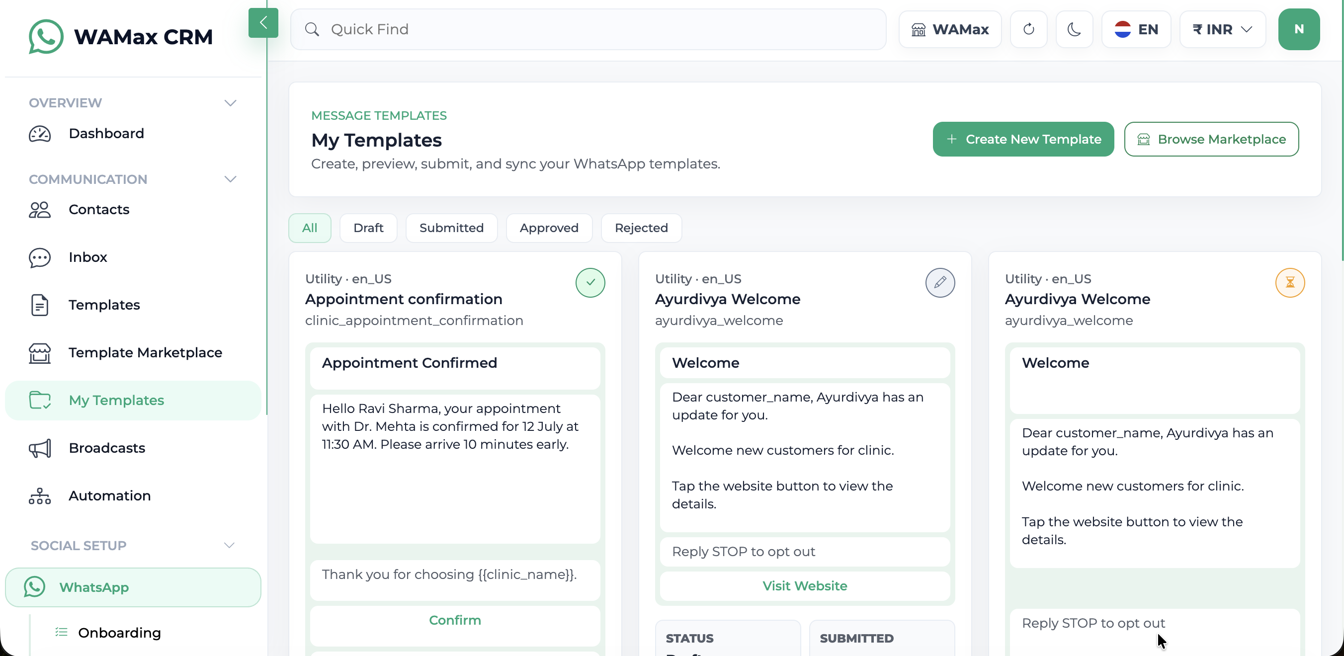Template Marketplace & Builder screen